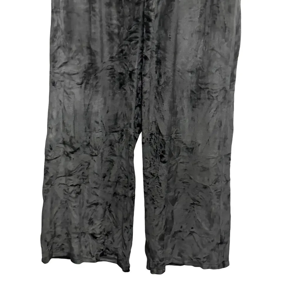 Michael Kors Velour Wide Leg Pants Classic Black Casual Comfort Style L NWT